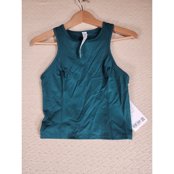 Lululemon Nulu Racerback Cropped Run Tank Top Women's Size 6 Teal Athletic - Picture 1 of 7